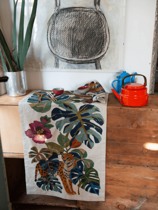 Tovaglia in misto lino Leoleaf | Tessitura Toscana Telerie
