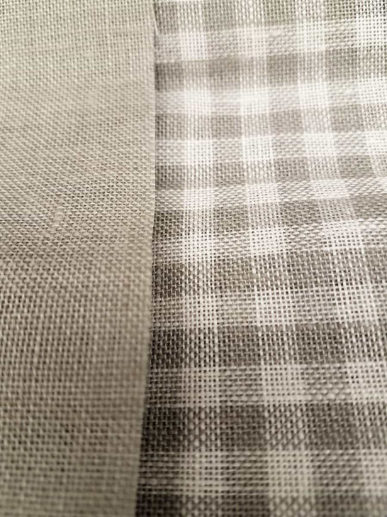 Tessuto in puro lino quadretti Vichy a Fili contati 12 x 12 -