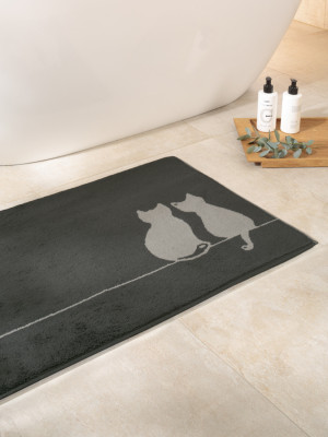 Tappeto bagno Grigio Antracite dis. Cute Cats | Cawo