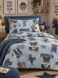 Completo lenzuola per Letto 1 piazza e mezzo - Teddy Azzurro