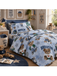 Completo lenzuola per Letto 1 piazza e mezzo - Teddy Azzurro