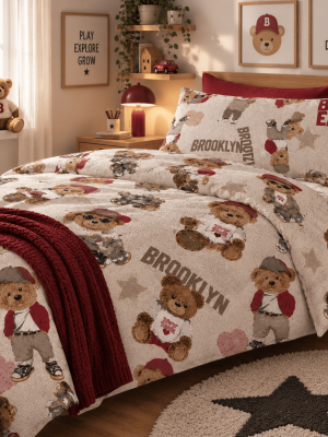 Completo lenzuola per Letto 1 piazza e mezzo - Teddy Rosso