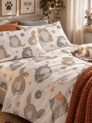 Completo Lenzuola Letto Singolo dis. Gatti | Quadrifoglio