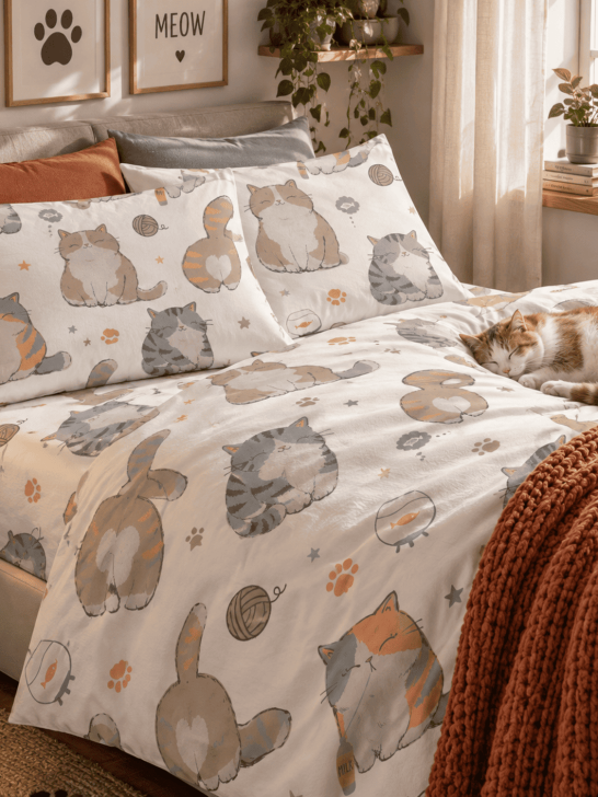 Completo Lenzuola Letto Singolo dis. Gatti | Quadrifoglio
