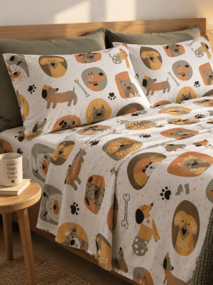 Lenzuola Letto Singolo dis. Cani | QUADRIFOGLIO