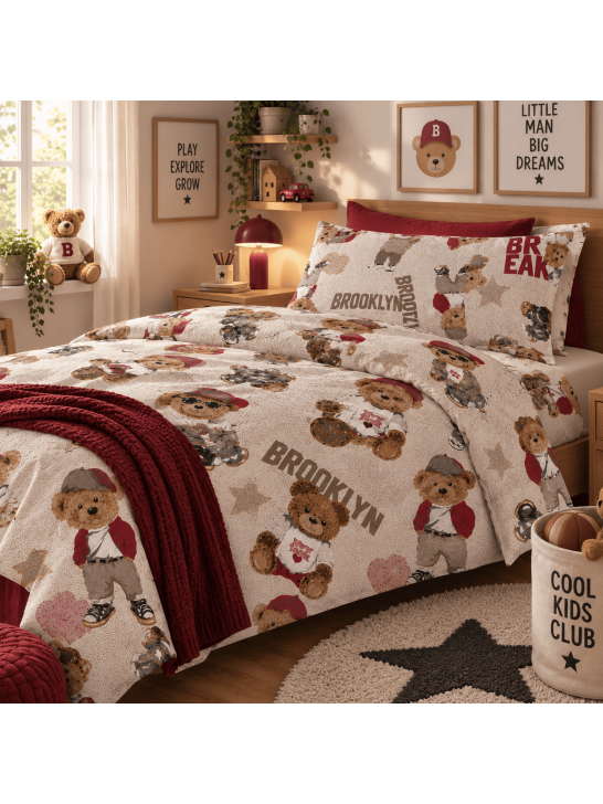 Lenzuola Letto Singolo dis. Teddy | Quadrifoglio