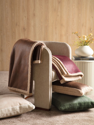 Plaid divano con cuscino arredo effetto montone - Campiglio