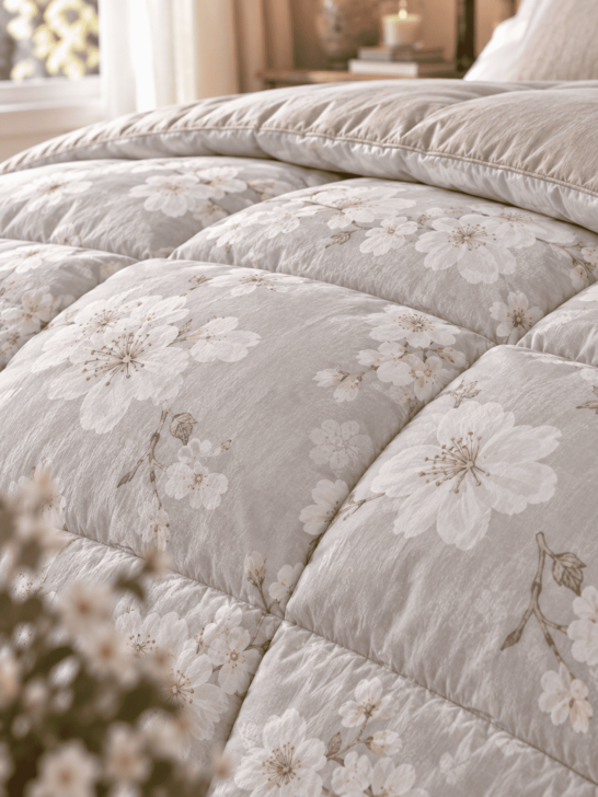 Trapunta In piumino Matrimoniale Elite Canazei Fiori di Ciliegio | Daunex