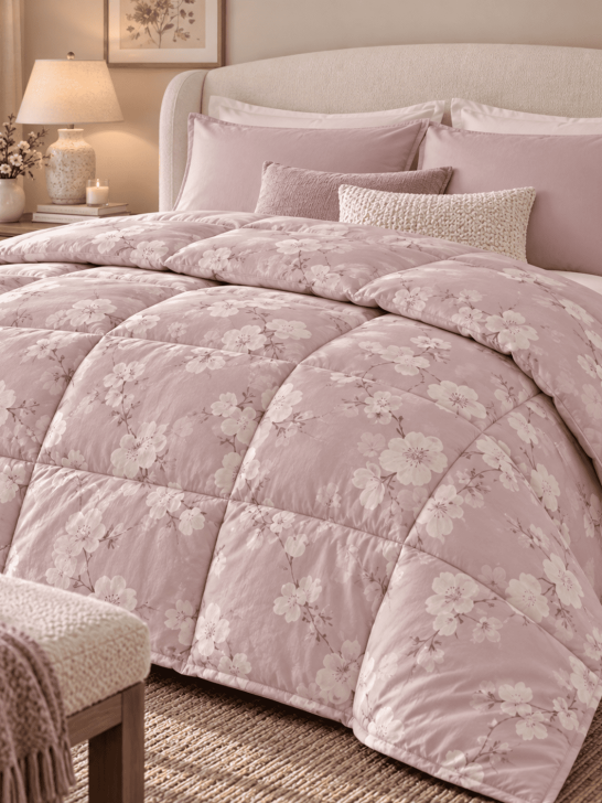 Trapunta In piumino Matrimoniale Elite Canazei Fiori di Ciliegio | Daunex